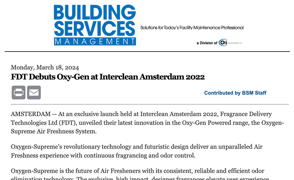 FDT Debuts Oxy-Gen at Interclean Amsterdam 2022