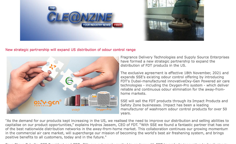 New strategic partnership will expand US distribution of odour control range
